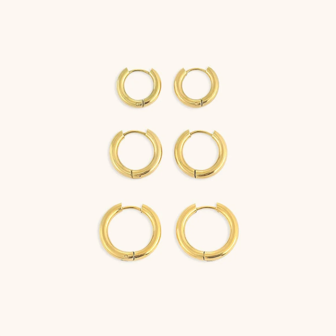 Brinco Trio de Argolas Dourado