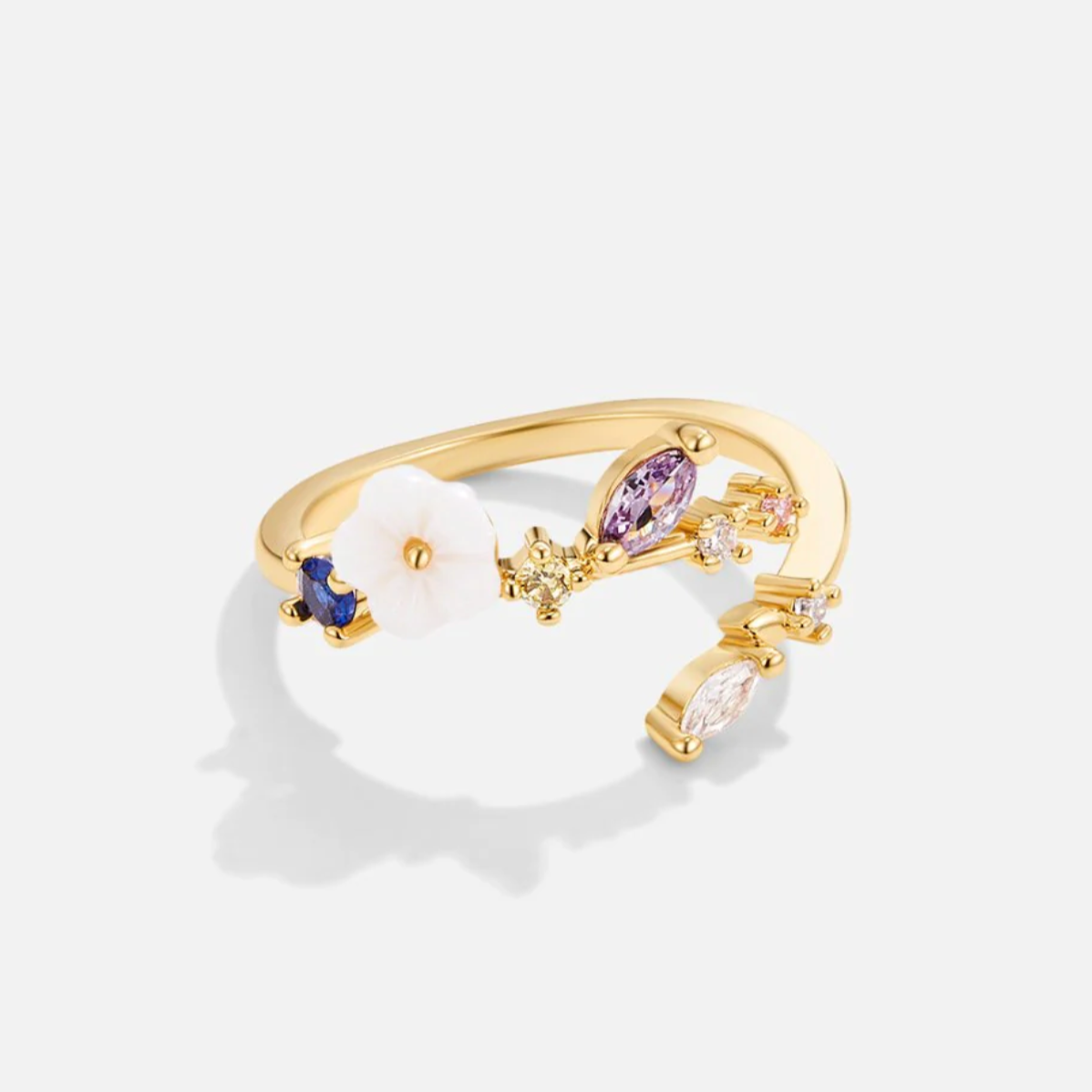 Anel Ajustável Flor de Cristal
