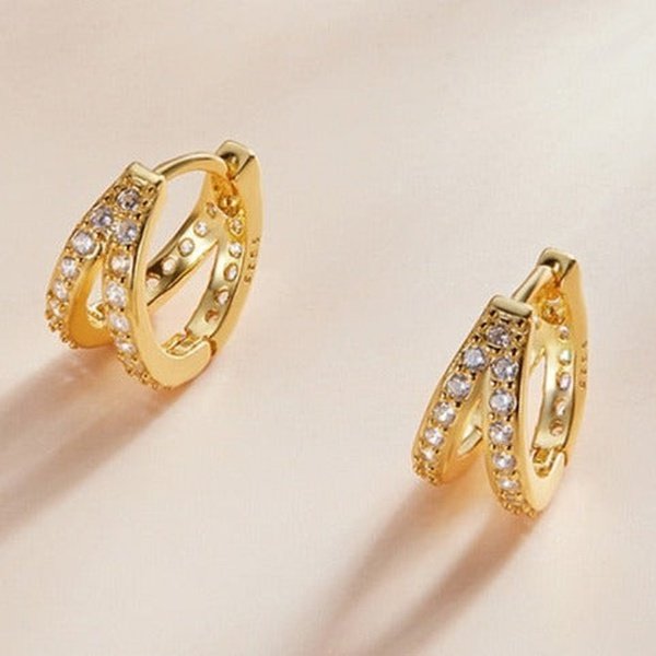Brinco de Argola Dupla com Zircônia
