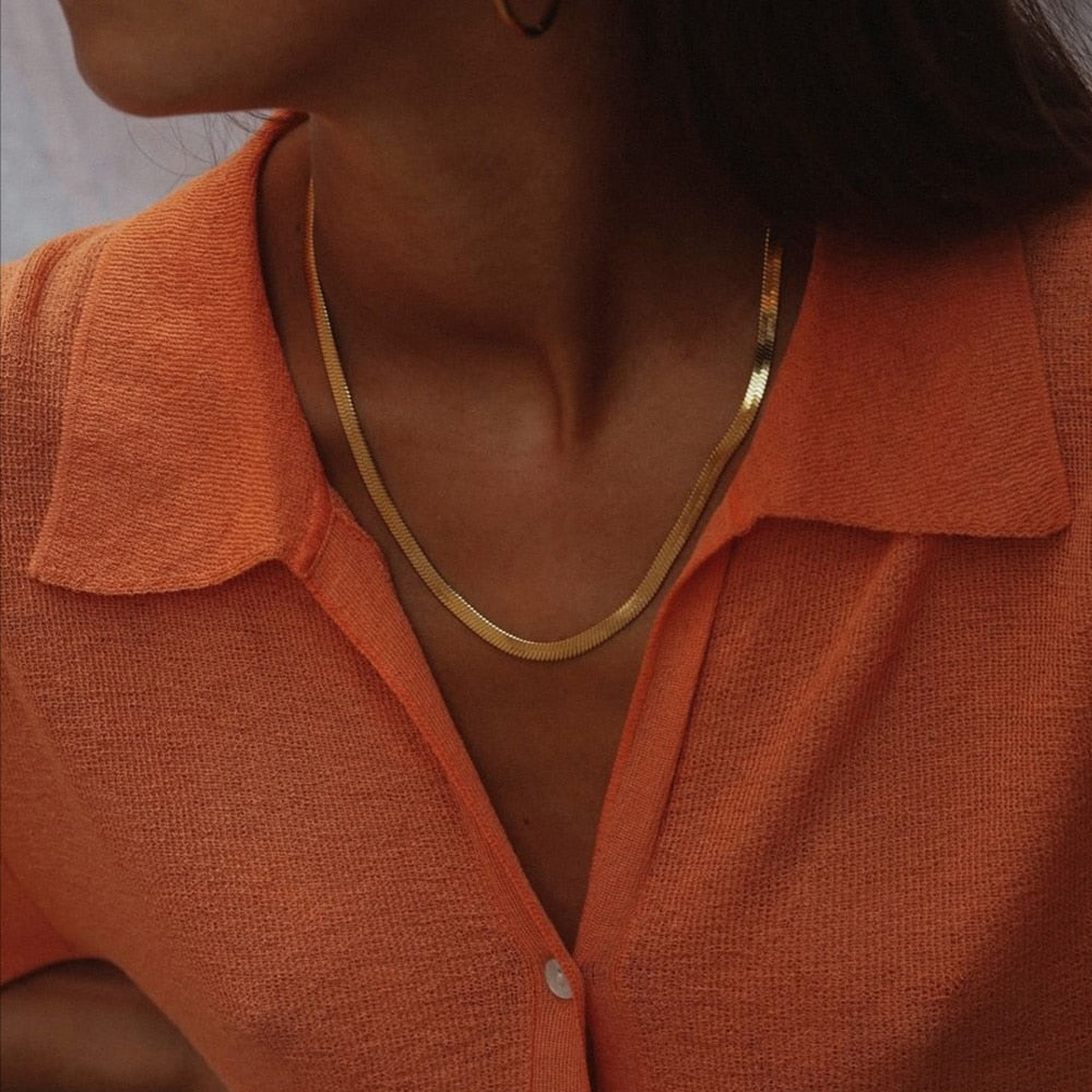 Colar Malha Fita Dourado 18K