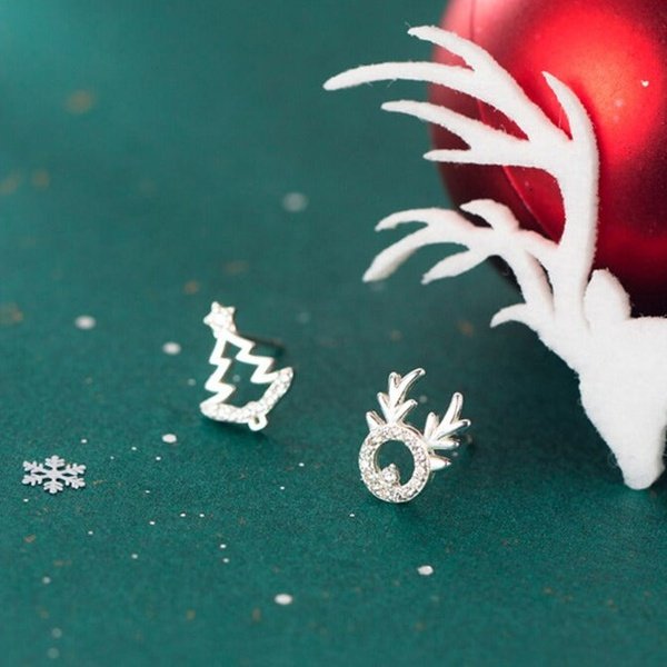 Brinco Árvore e Rena de Natal Prata