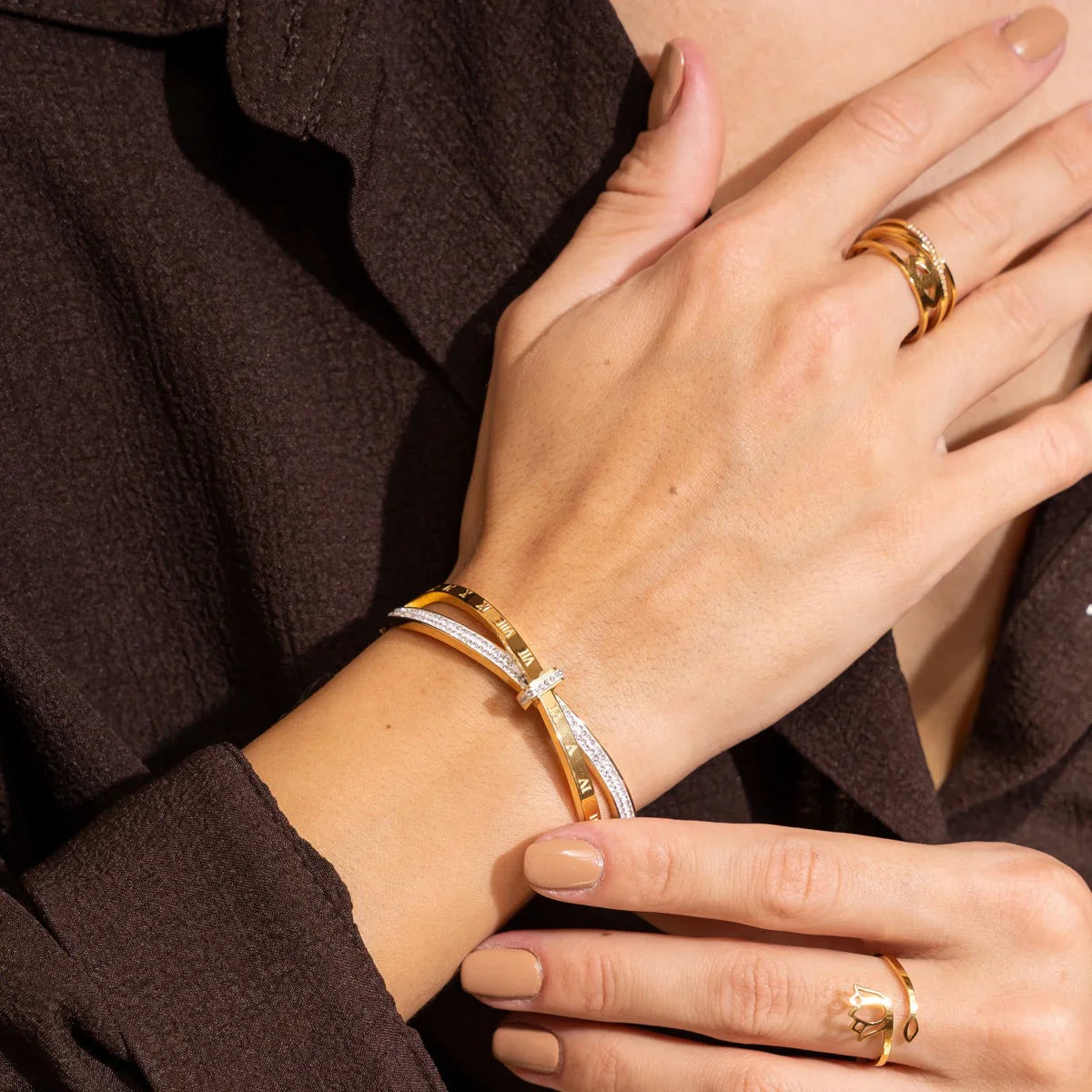 Bracelete Romano com Zircônia 18K