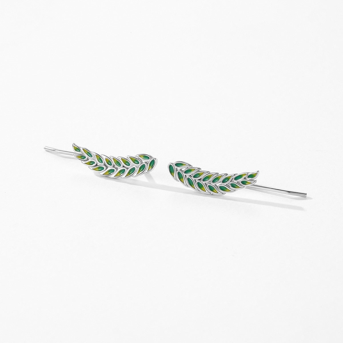 Brinco de Prata Folhas Verdes