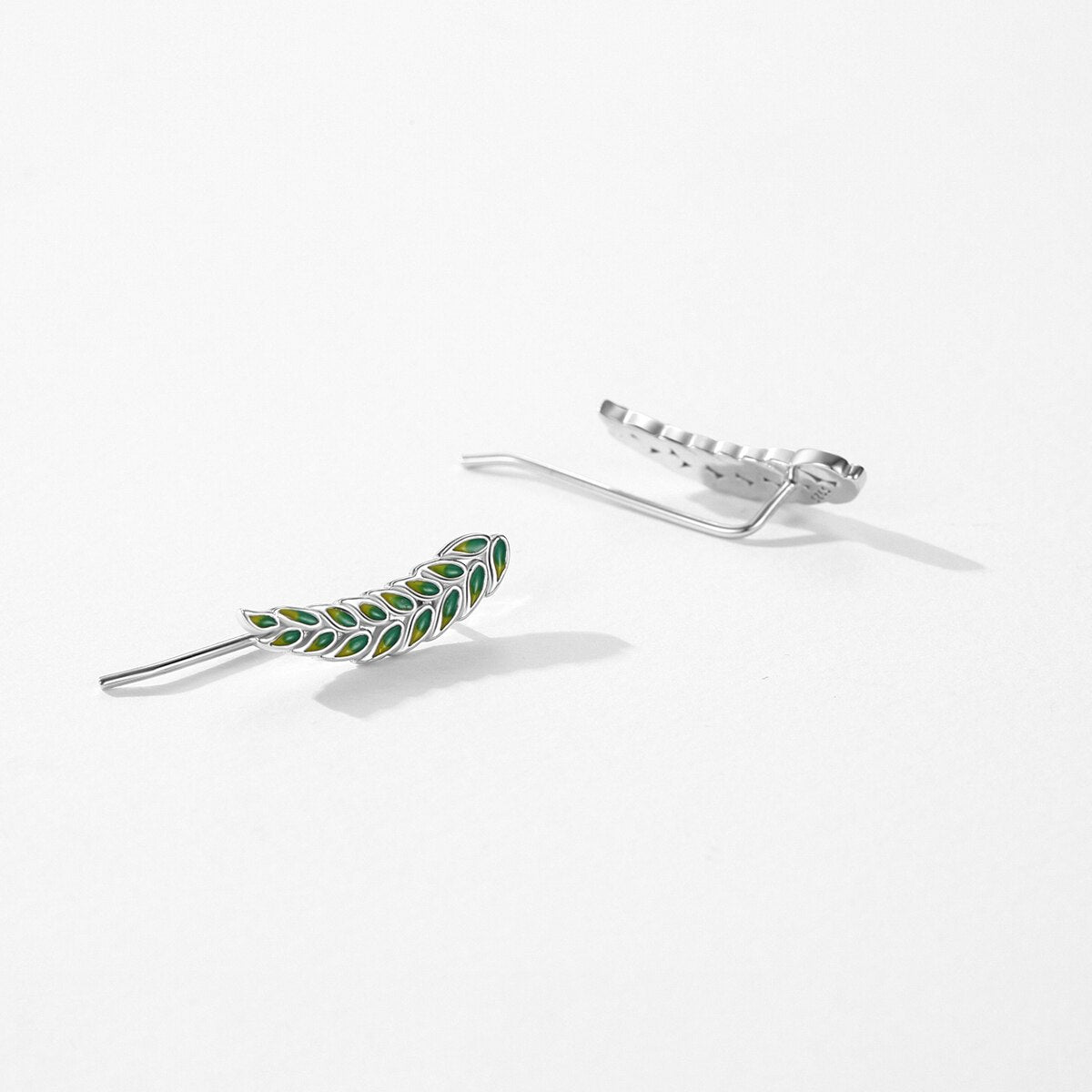 Brinco de Prata Folhas Verdes