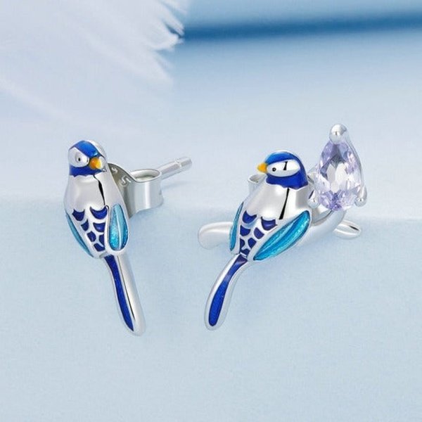 Brinco Andorinha Azul Prata