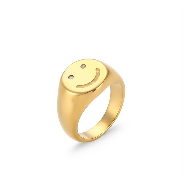 Anel Dourado Rosto Sorridente