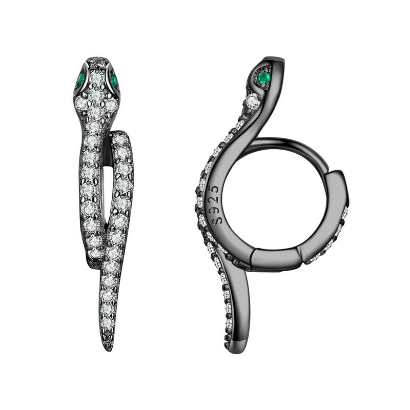 Brinco de Prata Serpente com Zircônias