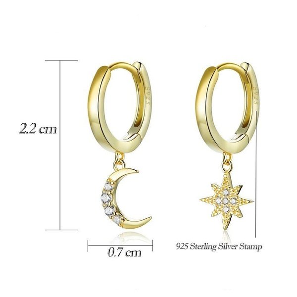 Brinco Lua e Estrela Banhado a Ouro 18K