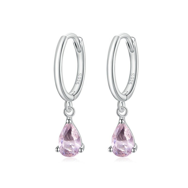 Brinco Prata Argola com Gota de Zircônia