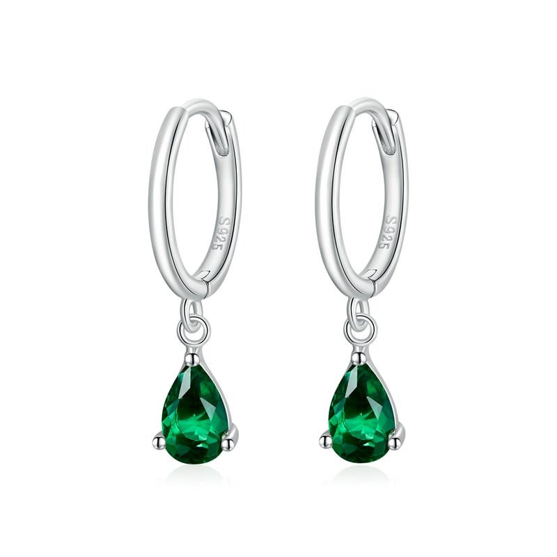 Brinco Prata Argola com Gota de Zircônia