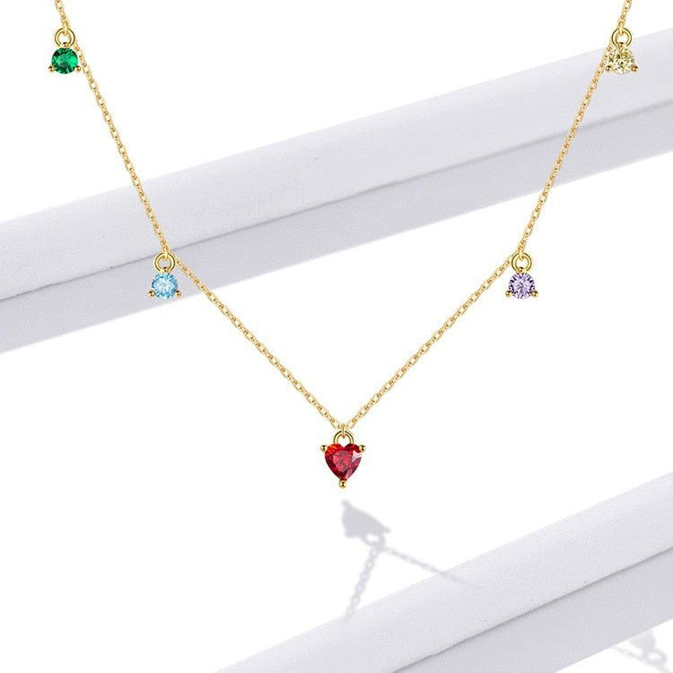 Colar Choker Prata Dourada Pingentes Coloridos