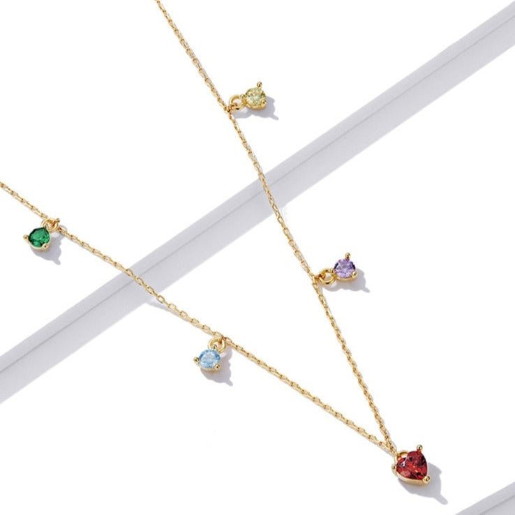 Colar Choker Prata Dourada Pingentes Coloridos