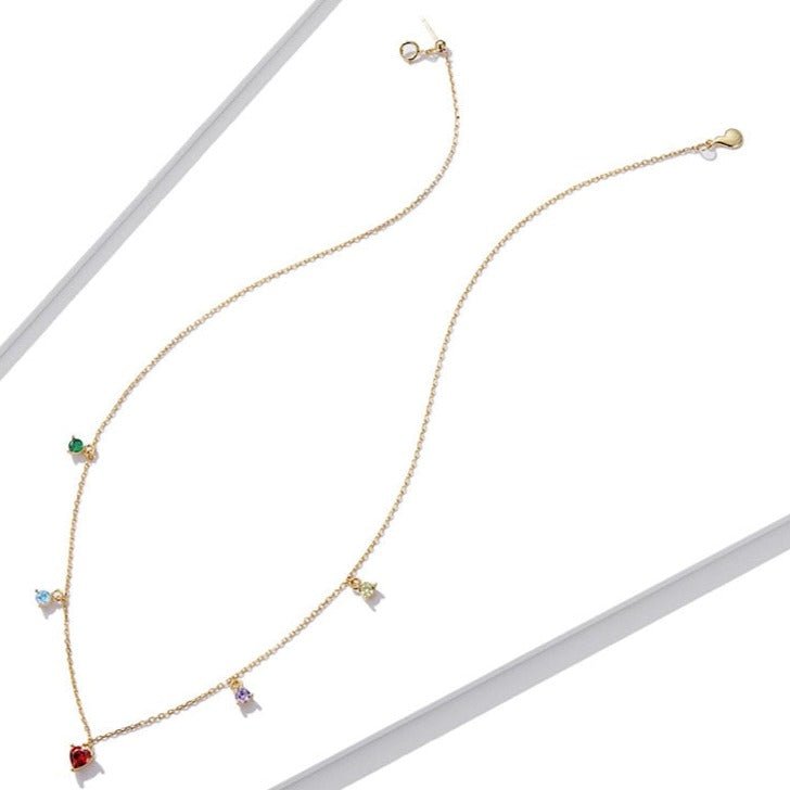 Colar Choker Prata Dourada Pingentes Coloridos