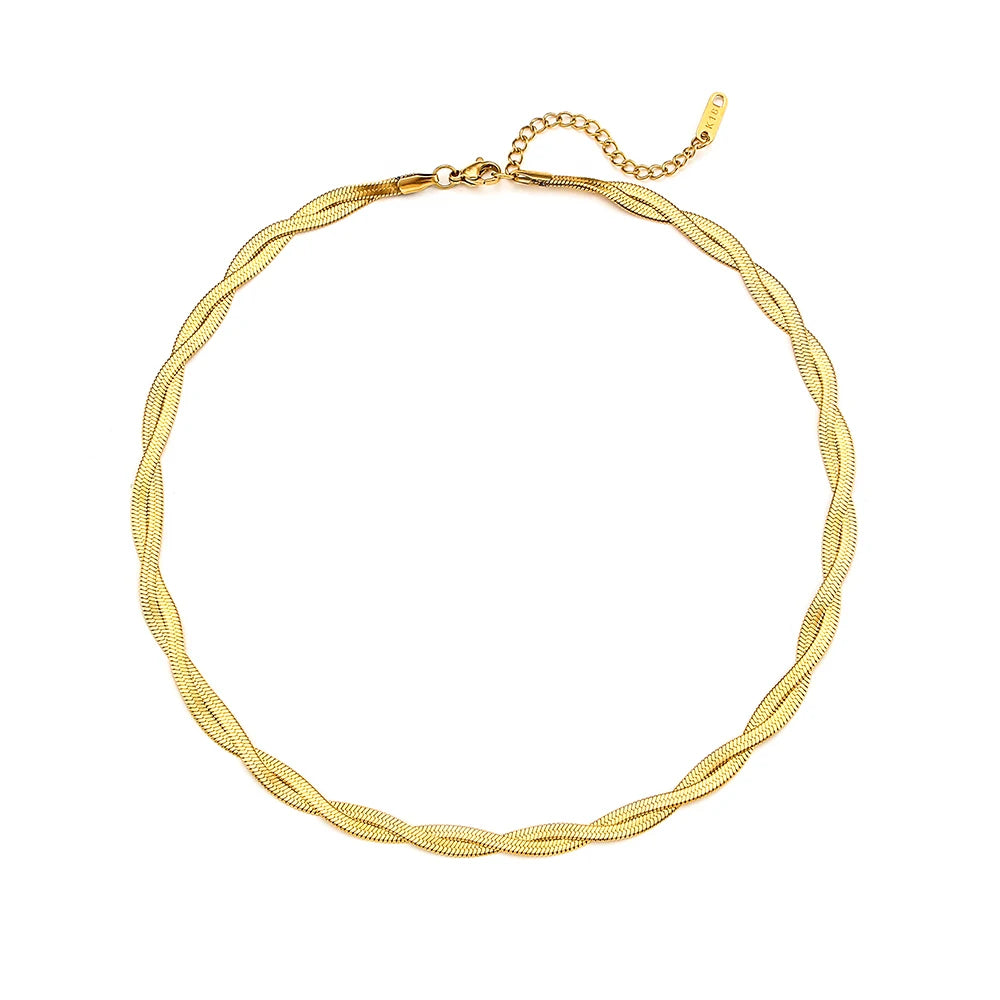 Colar Dourado Trançado 18K
