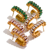 Brinco Dourado com Pedra Zircônia