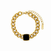 Pulseira Corrente com Pedra Negra