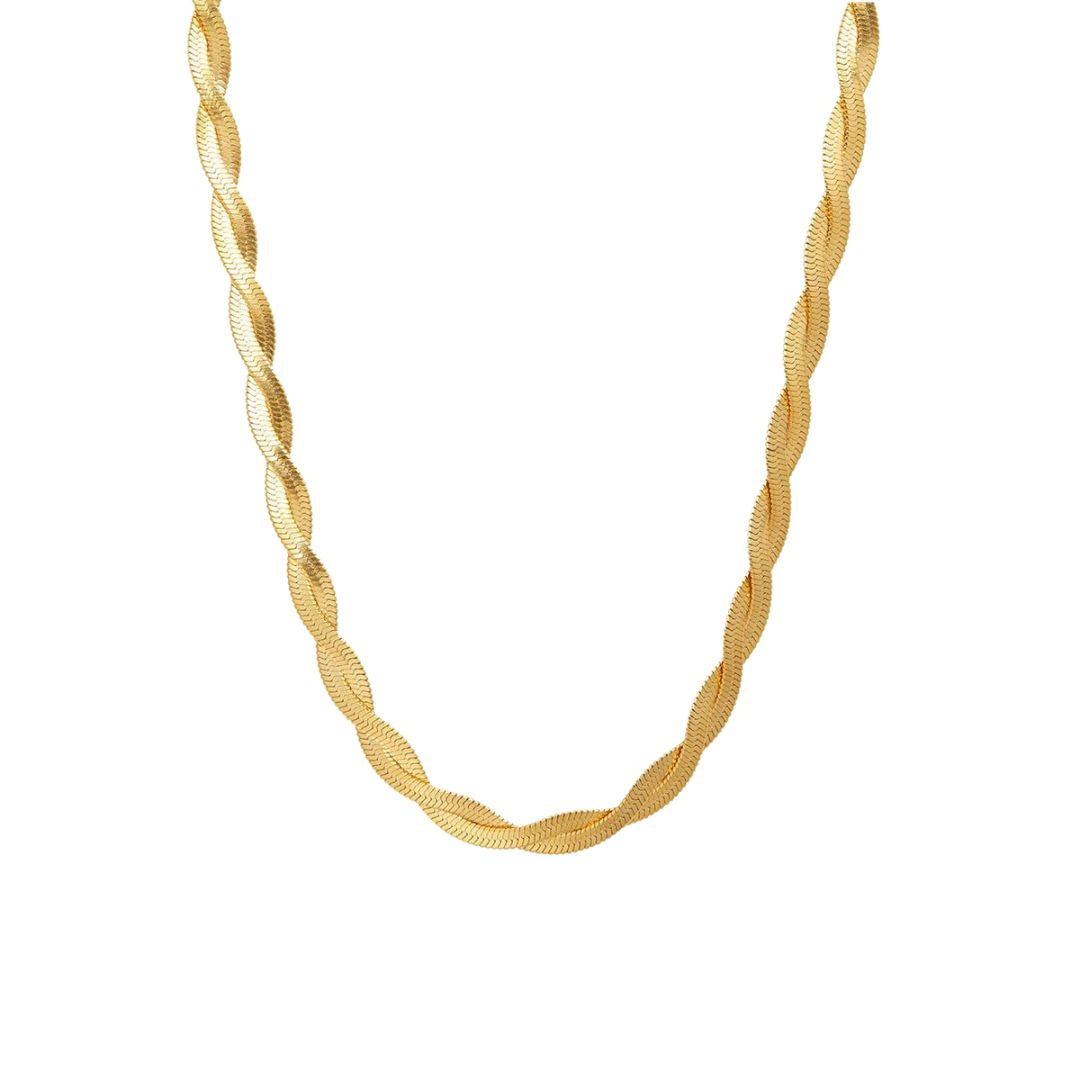 Colar Dourado Trançado 18K