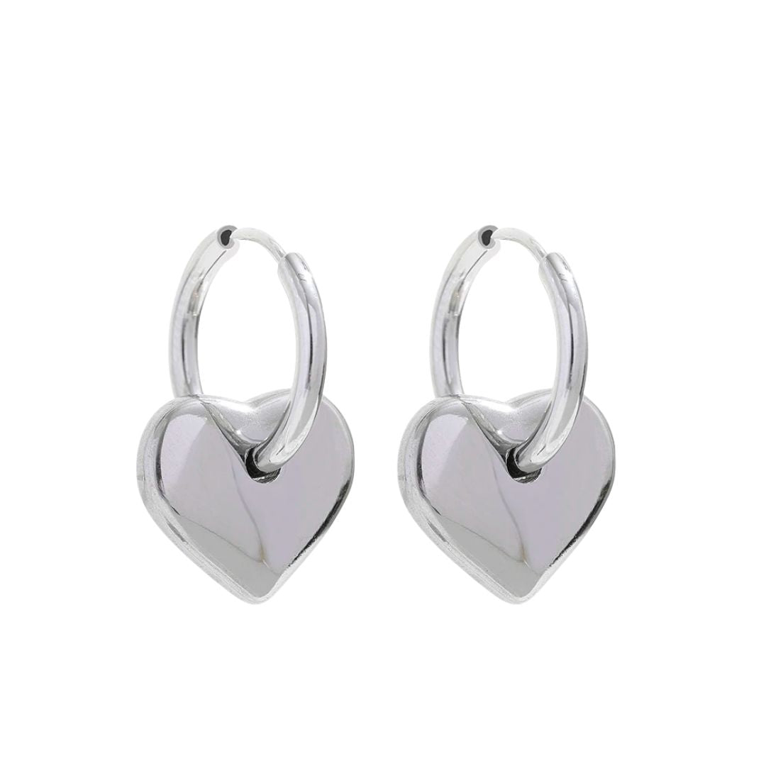 Brinco de Argola com Coração 18K