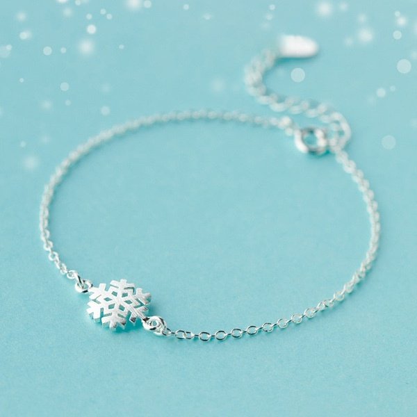 Pulseira de Natal com Floco de Neve Prata