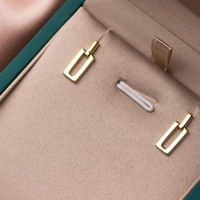Brinco Dourado Retangular