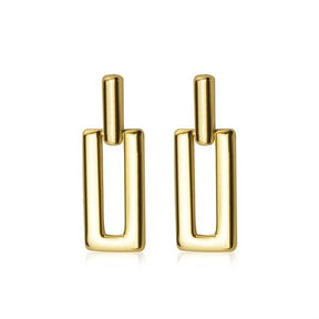 Brinco Dourado Retangular