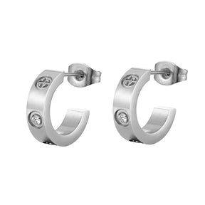 Brinco Meia Argola com Zircônia