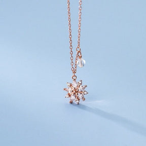 Colar de Natal Floco de Neve Rose Gold