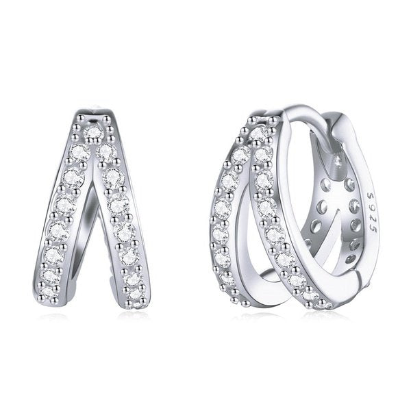 Brinco de Argola Dupla com Zircônia