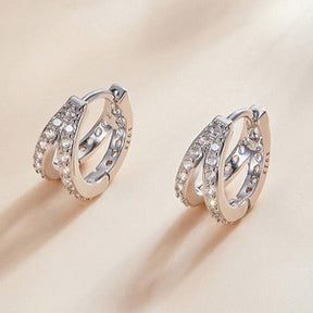 Brinco de Argola Dupla com Zircônia