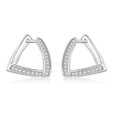 Brinco de Prata Triangular com Zircônias