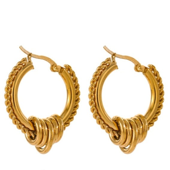 Brinco Dourado de Argola Trançado