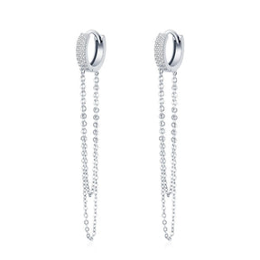 Brinco Argola com Corrente Prata