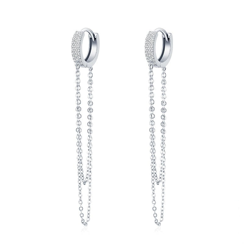 Brinco Argola com Corrente Prata