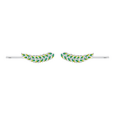 Brinco de Prata Folhas Verdes