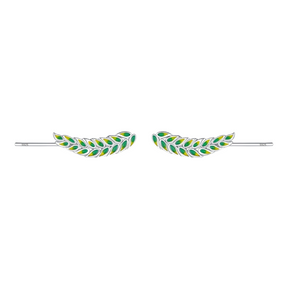 Brinco de Prata Folhas Verdes