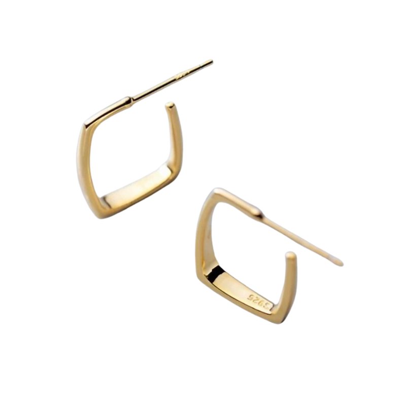 Brinco Dourado Quadrado Liso