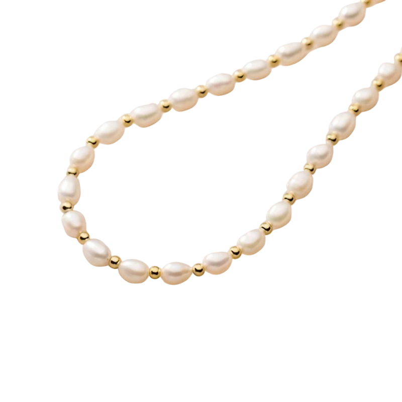 Colar de Pérolas de Água Doce Dourado