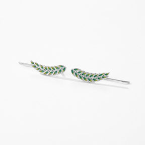 Brinco de Prata Folhas Verdes