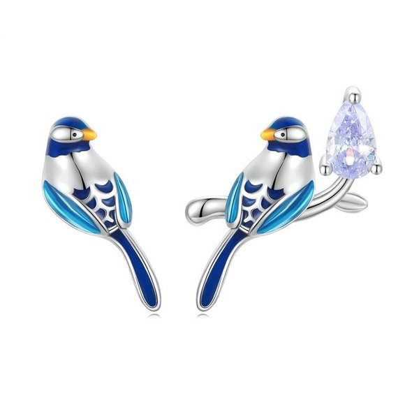 Brinco Andorinha Azul Prata