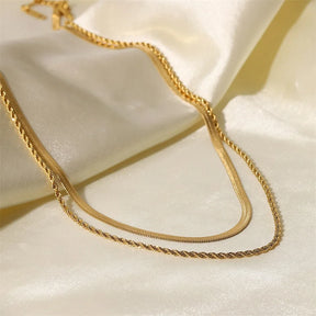 Colar Duplo Baiano e Snake Chain 18K