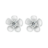 Brinco de Prata Flor com Zircônia