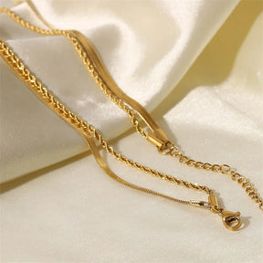 Colar Duplo Baiano e Snake Chain 18K