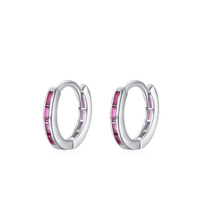 Brinco de Prata Argola com Zircônia Colorida