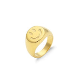Anel Dourado Rosto Sorridente
