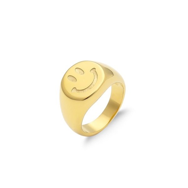Anel Dourado Rosto Sorridente