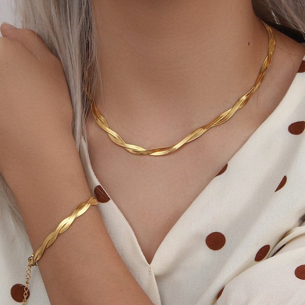 Pulseira Dourada Trançada 18K
