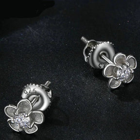 Brinco de Prata Flor com Zircônia