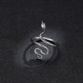 Anel Prata Ajustável Cobra Serpente Vintage