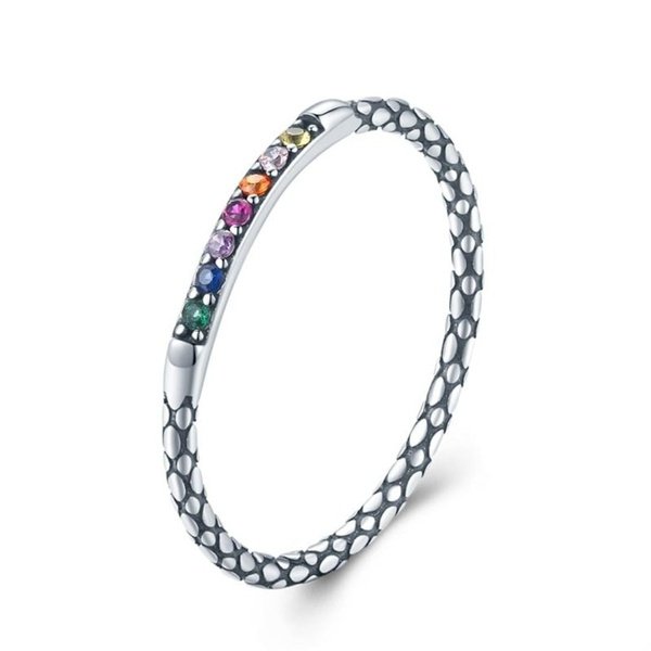 Anel Prata Cobra Rainbow