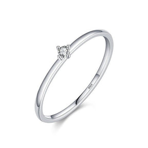 Anel Solitário de Moissanite Prata